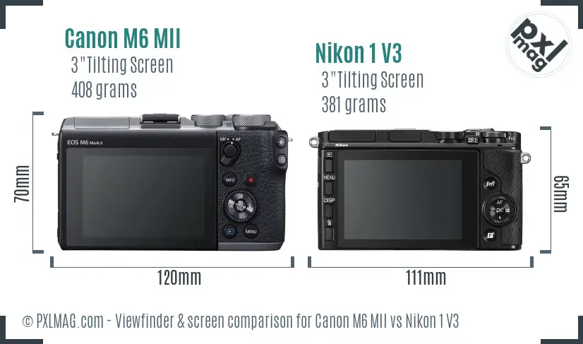 Canon M6 MII vs Nikon 1 V3 Screen and Viewfinder comparison