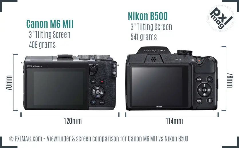 Canon M6 MII vs Nikon B500 Screen and Viewfinder comparison Canon M6 MII vs Nikon B500 Screen and Viewfinder comparison