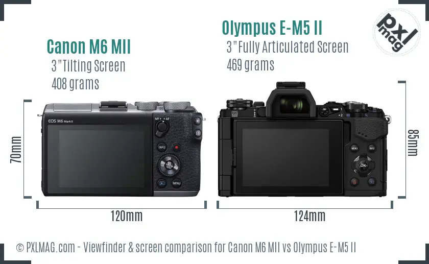 Canon M6 MII vs Olympus E-M5 II Screen and Viewfinder comparison