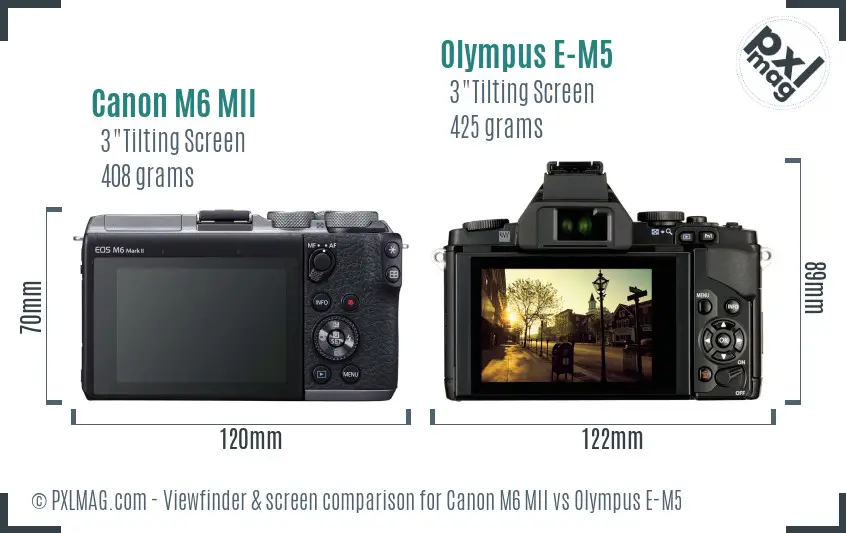 Canon M6 MII vs Olympus E-M5 Screen and Viewfinder comparison Canon M6 MII vs Olympus E-M5 Screen and Viewfinder comparison
