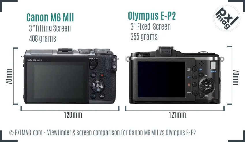 Canon M6 MII vs Olympus E-P2 Screen and Viewfinder comparison