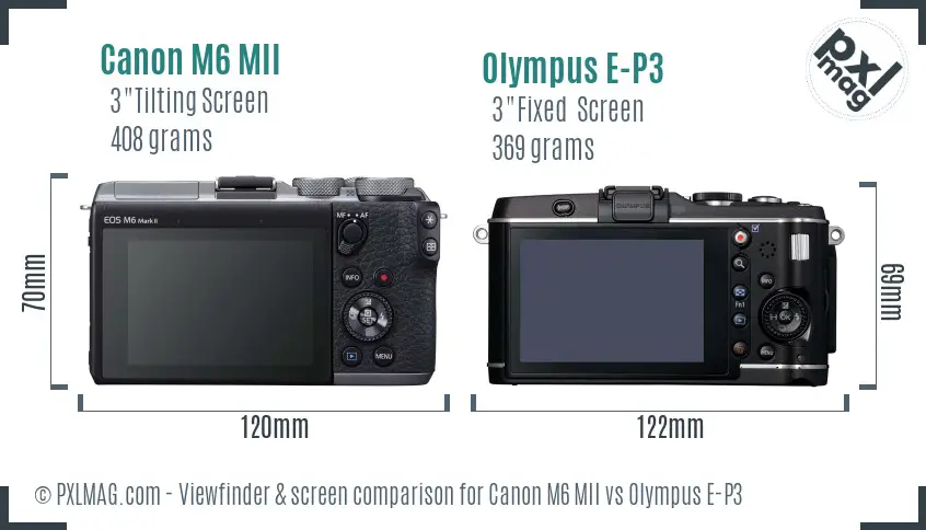Canon M6 MII vs Olympus E-P3 Screen and Viewfinder comparison