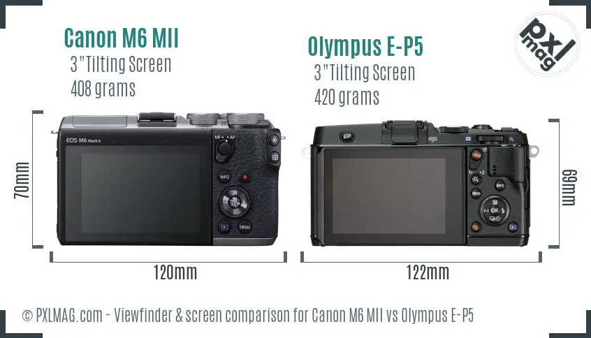 Canon M6 MII vs Olympus E-P5 Screen and Viewfinder comparison