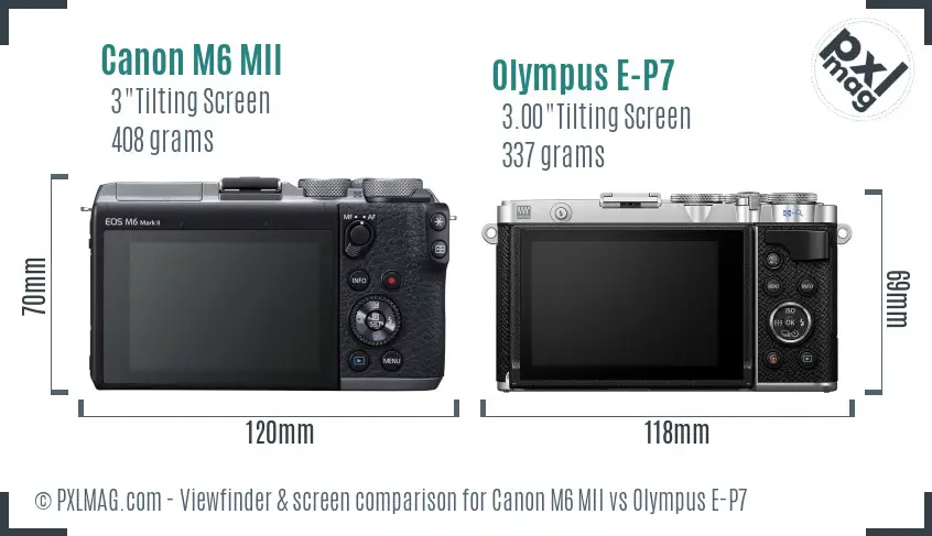 Canon M6 MII vs Olympus E-P7 Screen and Viewfinder comparison