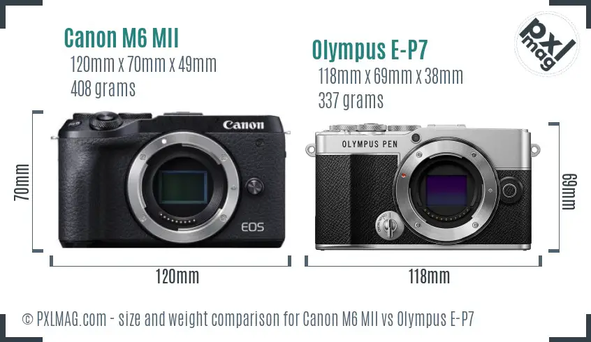 Canon M6 MII vs Olympus E-P7 size comparison