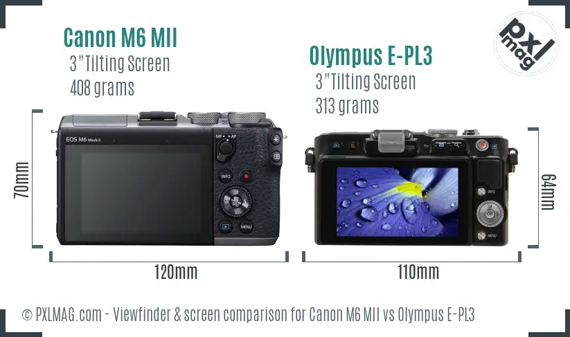 Canon M6 MII vs Olympus E-PL3 Screen and Viewfinder comparison