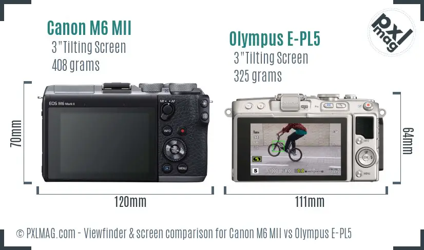Canon M6 MII vs Olympus E-PL5 Screen and Viewfinder comparison