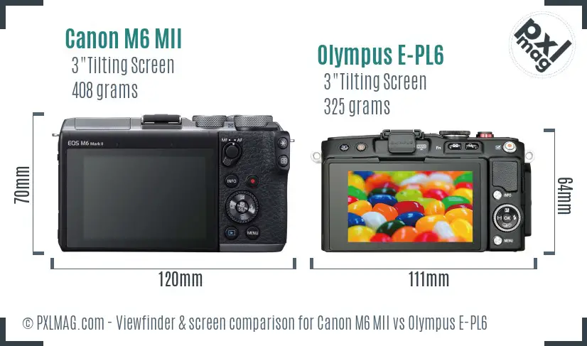 Canon M6 MII vs Olympus E-PL6 Screen and Viewfinder comparison