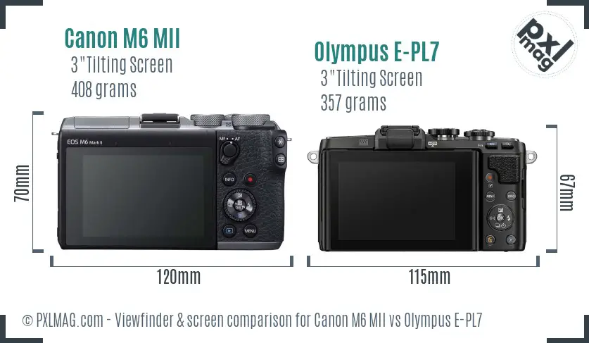 Canon M6 MII vs Olympus E-PL7 Screen and Viewfinder comparison