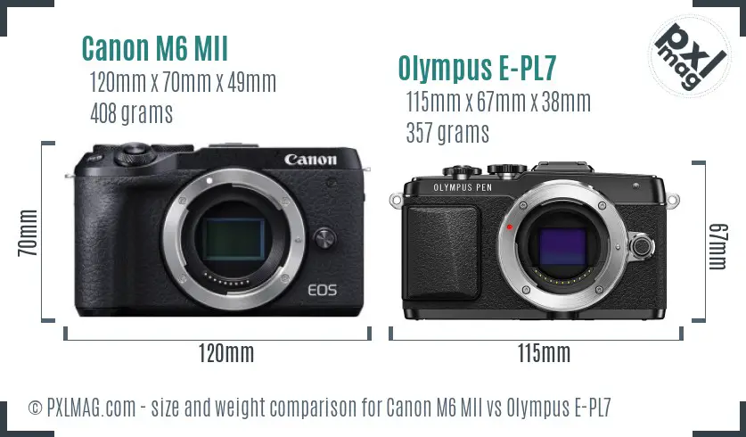 Canon M6 MII vs Olympus E-PL7 size comparison