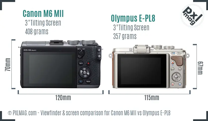 Canon M6 MII vs Olympus E-PL8 Screen and Viewfinder comparison