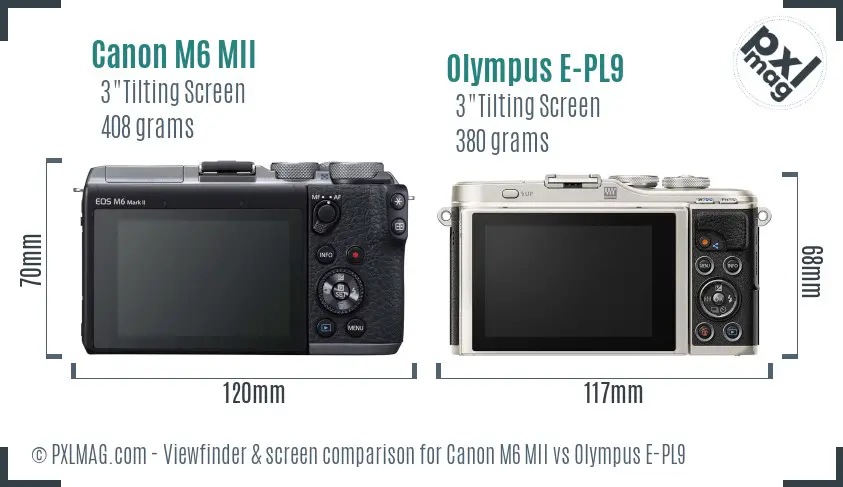 Canon M6 MII vs Olympus E-PL9 Screen and Viewfinder comparison