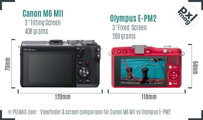 Canon M6 MII vs Olympus E-PM2 Screen and Viewfinder comparison