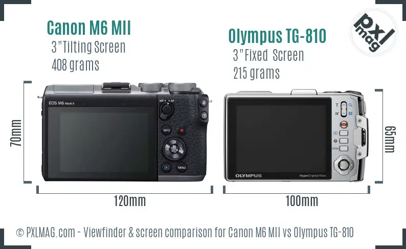 Canon M6 MII vs Olympus TG-810 Screen and Viewfinder comparison