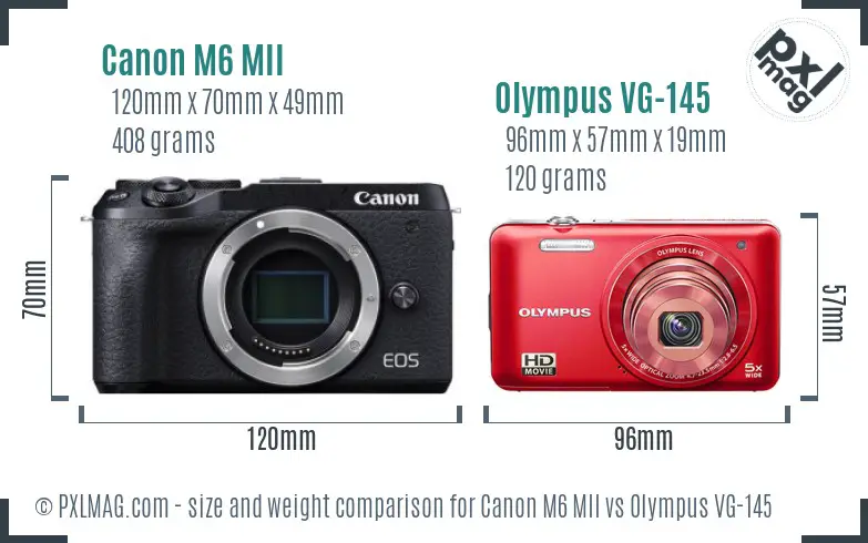Canon M6 MII vs Olympus VG-145 size comparison