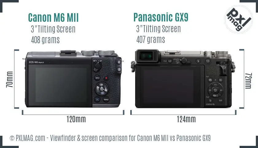 Canon M6 MII vs Panasonic GX9 Screen and Viewfinder comparison