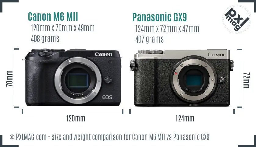 Canon M6 MII vs Panasonic GX9 size comparison