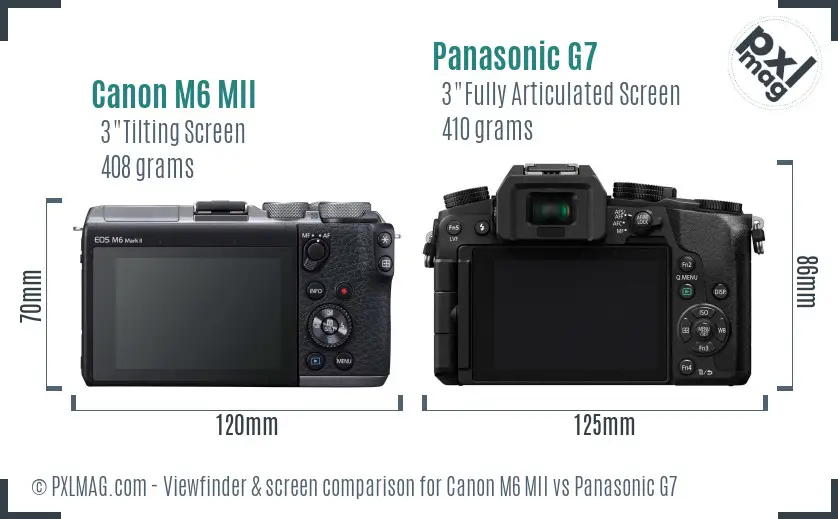 Canon M6 MII vs Panasonic G7 Screen and Viewfinder comparison