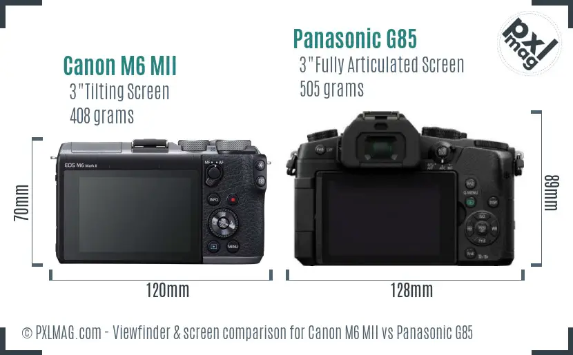 Canon M6 MII vs Panasonic G85 Screen and Viewfinder comparison