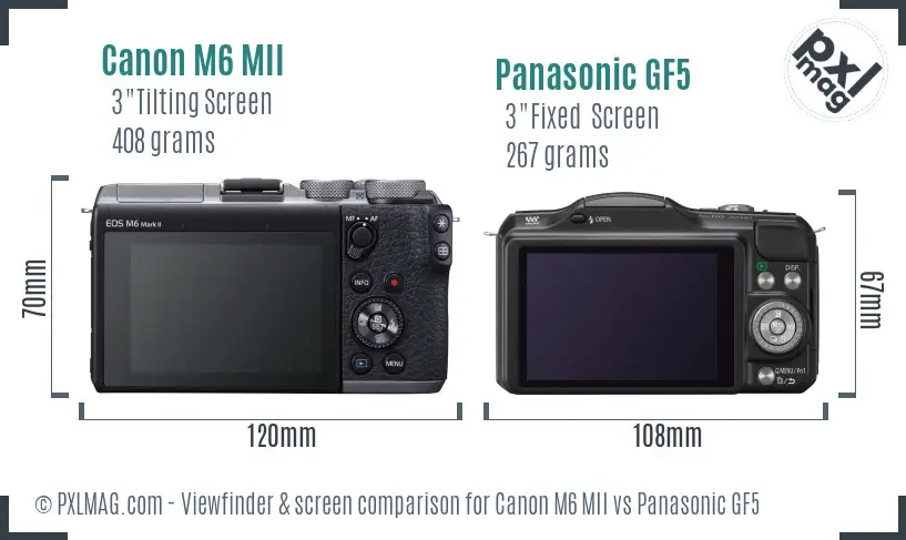 Canon M6 MII vs Panasonic GF5 Screen and Viewfinder comparison