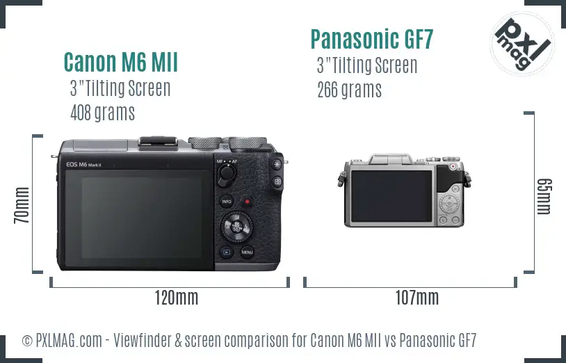 Canon M6 MII vs Panasonic GF7 Screen and Viewfinder comparison
