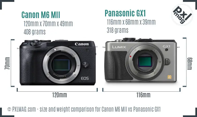 Canon M6 MII vs Panasonic GX1 size comparison