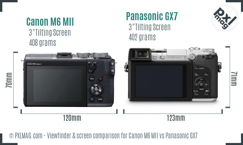 Canon M6 MII vs Panasonic GX7 Screen and Viewfinder comparison