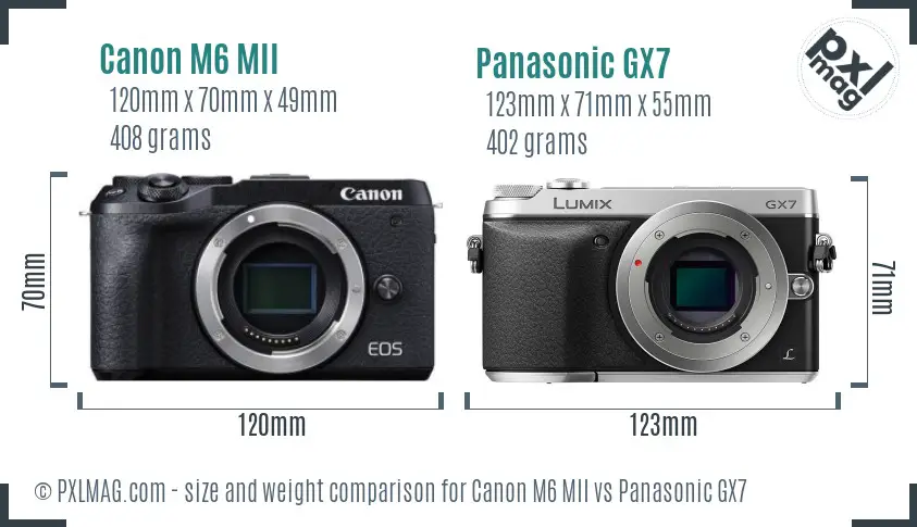 Canon M6 MII vs Panasonic GX7 size comparison