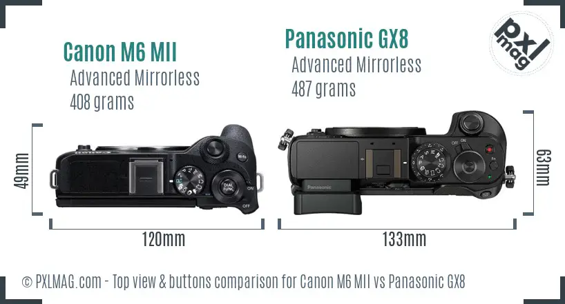 Canon M6 MII vs Panasonic GX8 top view buttons comparison