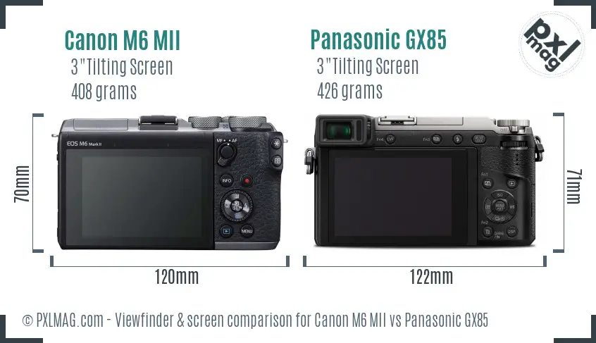 Canon M6 MII vs Panasonic GX85 Screen and Viewfinder comparison