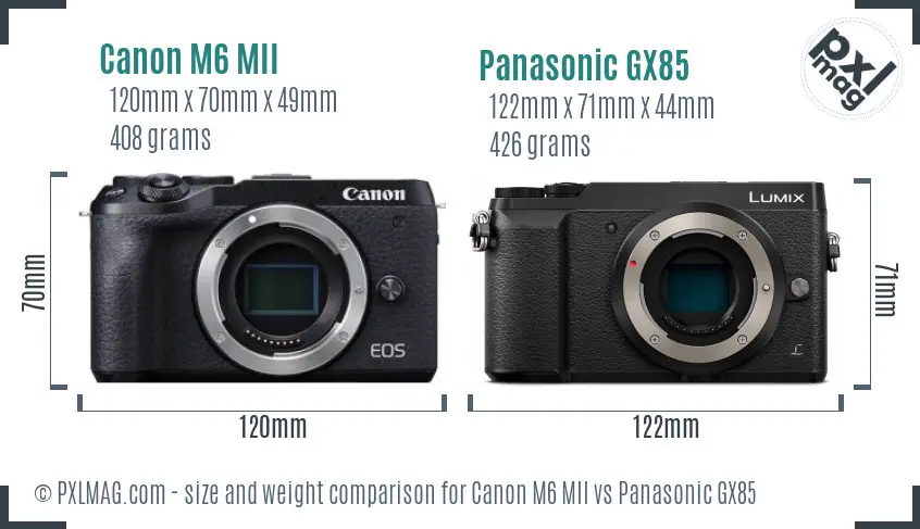 Canon M6 MII vs Panasonic GX85 size comparison