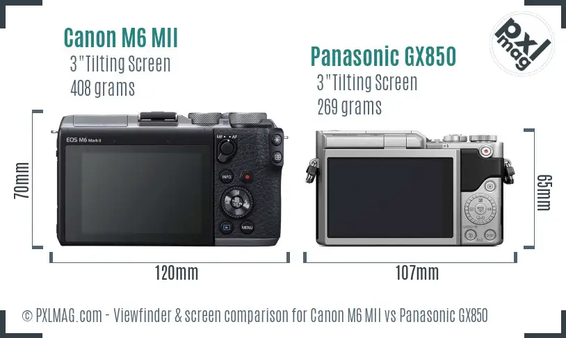 Canon M6 MII vs Panasonic GX850 Screen and Viewfinder comparison