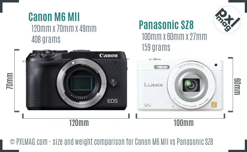 Canon M6 MII vs Panasonic SZ8 size comparison