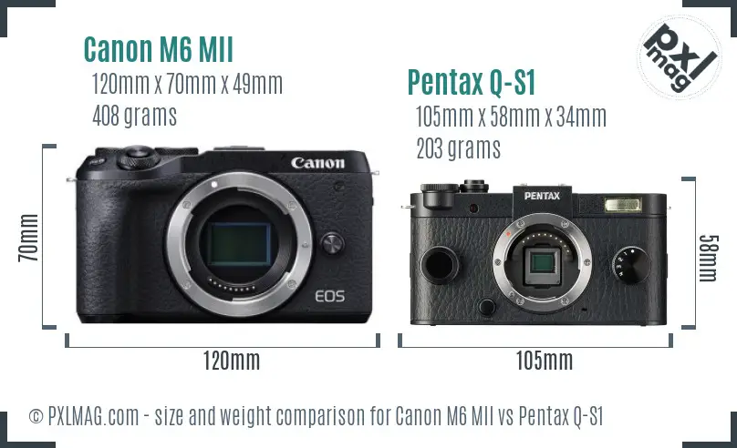 Canon M6 MII vs Pentax Q-S1 size comparison Canon M6 MII vs Pentax Q-S1 size comparison