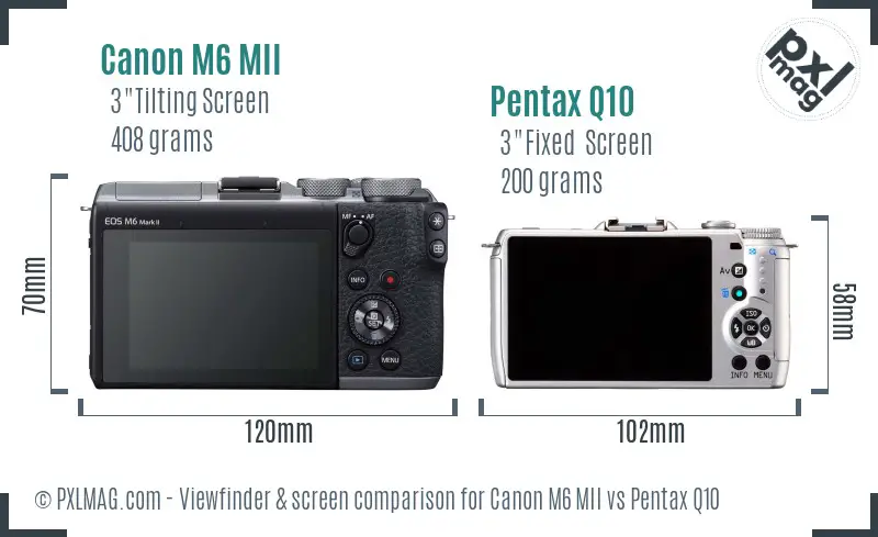 Canon M6 MII vs Pentax Q10 Screen and Viewfinder comparison