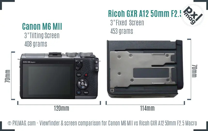 Canon M6 MII vs Ricoh GXR A12 50mm F2.5 Macro Screen and Viewfinder comparison