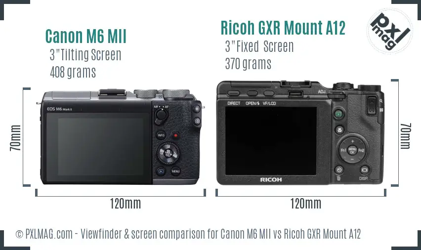 Canon M6 MII vs Ricoh GXR Mount A12 Screen and Viewfinder comparison