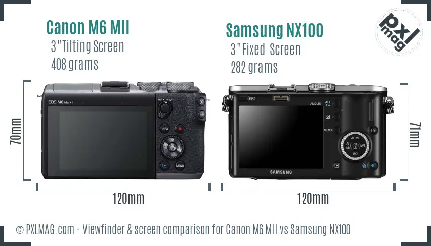 Canon M6 MII vs Samsung NX100 Screen and Viewfinder comparison
