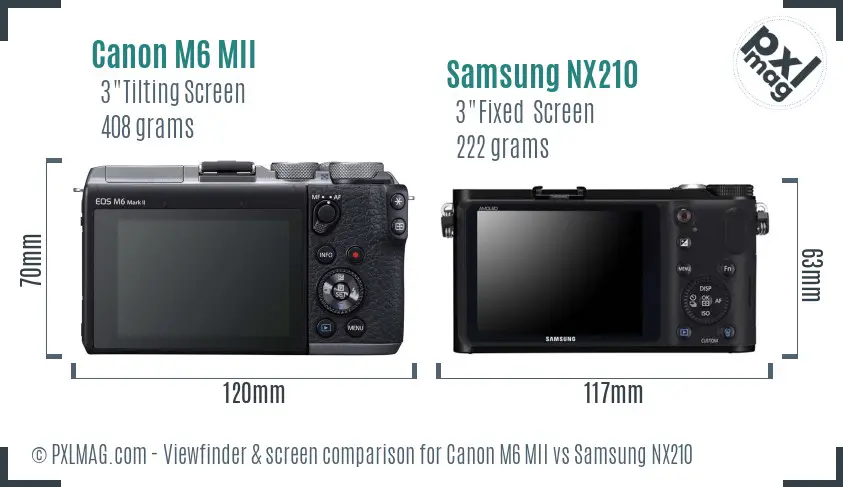 Canon M6 MII vs Samsung NX210 Screen and Viewfinder comparison Canon M6 MII vs Samsung NX210 Screen and Viewfinder comparison