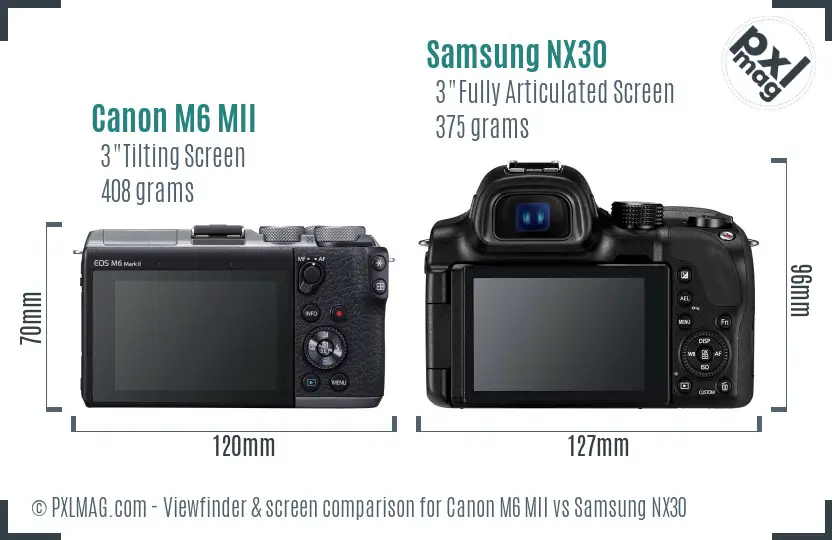 Canon M6 MII vs Samsung NX30 Screen and Viewfinder comparison Canon M6 MII vs Samsung NX30 Screen and Viewfinder comparison
