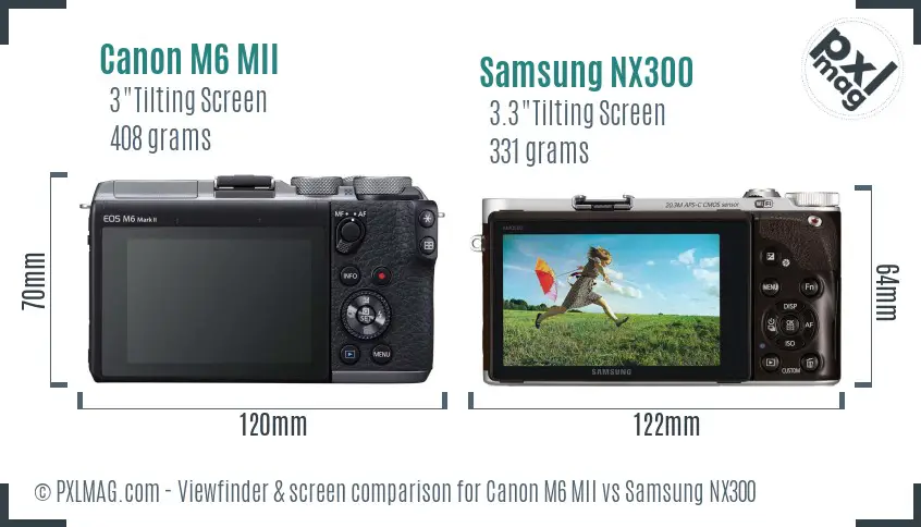 Canon M6 MII vs Samsung NX300 Screen and Viewfinder comparison