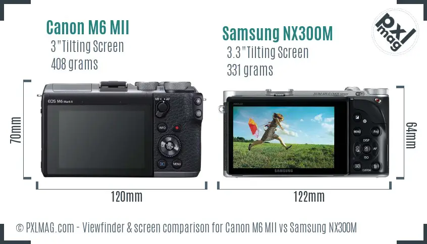 Canon M6 MII vs Samsung NX300M Screen and Viewfinder comparison