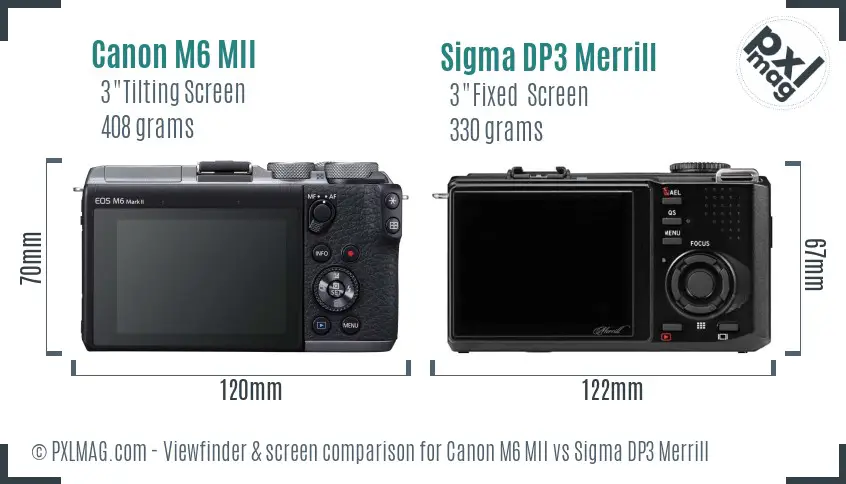 Canon M6 MII vs Sigma DP3 Merrill Screen and Viewfinder comparison