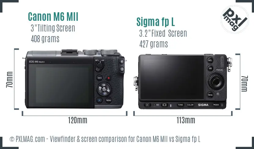 Canon M6 MII vs Sigma fp L Screen and Viewfinder comparison