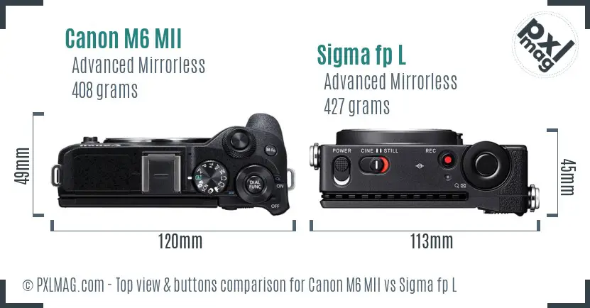 Canon M6 MII vs Sigma fp L top view buttons comparison