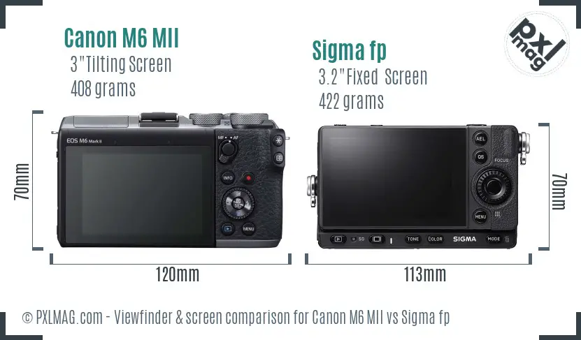 Canon M6 MII vs Sigma fp Screen and Viewfinder comparison
