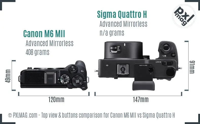 Canon M6 MII vs Sigma Quattro H top view buttons comparison