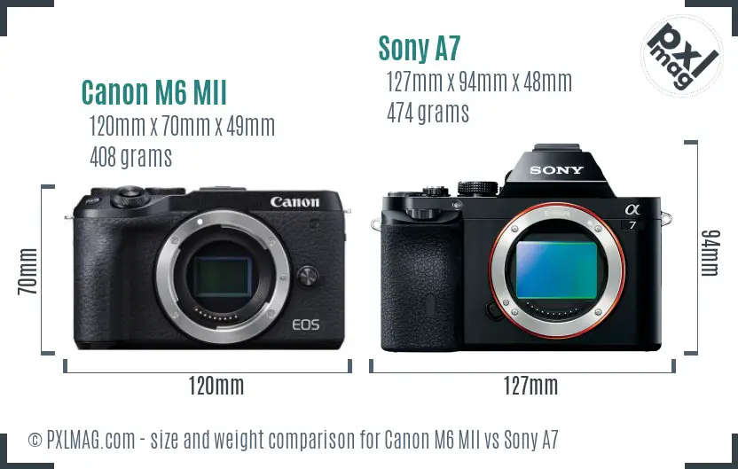 Canon M6 MII vs Sony A7 size comparison