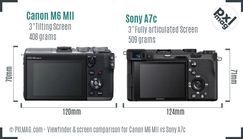 Canon M6 MII vs Sony A7c Screen and Viewfinder comparison