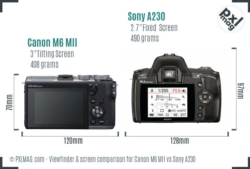 Canon M6 MII vs Sony A230 Screen and Viewfinder comparison
